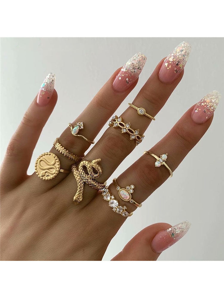 Glitter Rhinestone Rings Sets