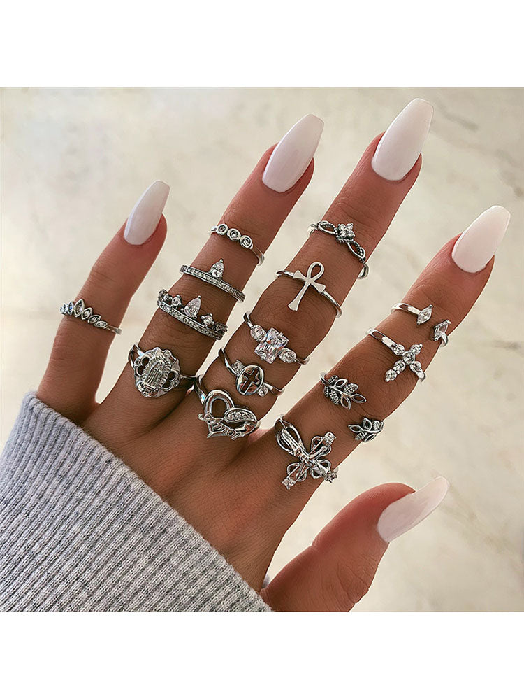 Glitter Rhinestone Rings Sets