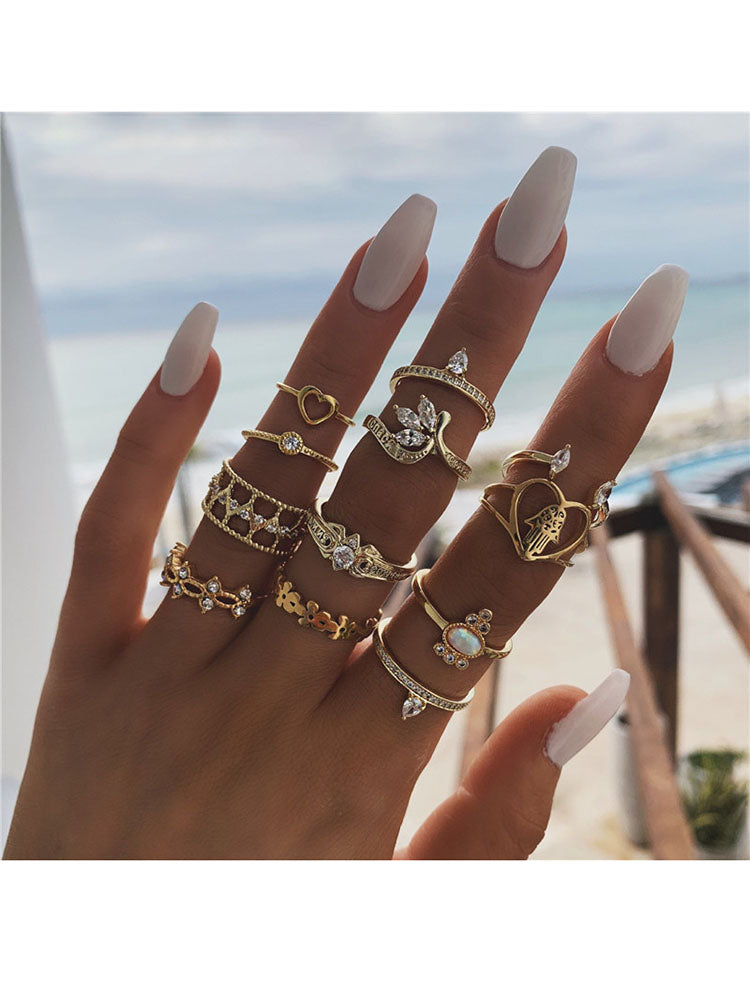 Glitter Rhinestone Rings Sets
