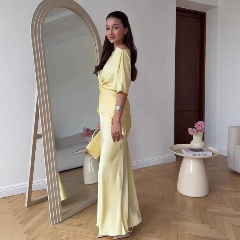 Elegant Yellow Trumpet Skirt & Top Set