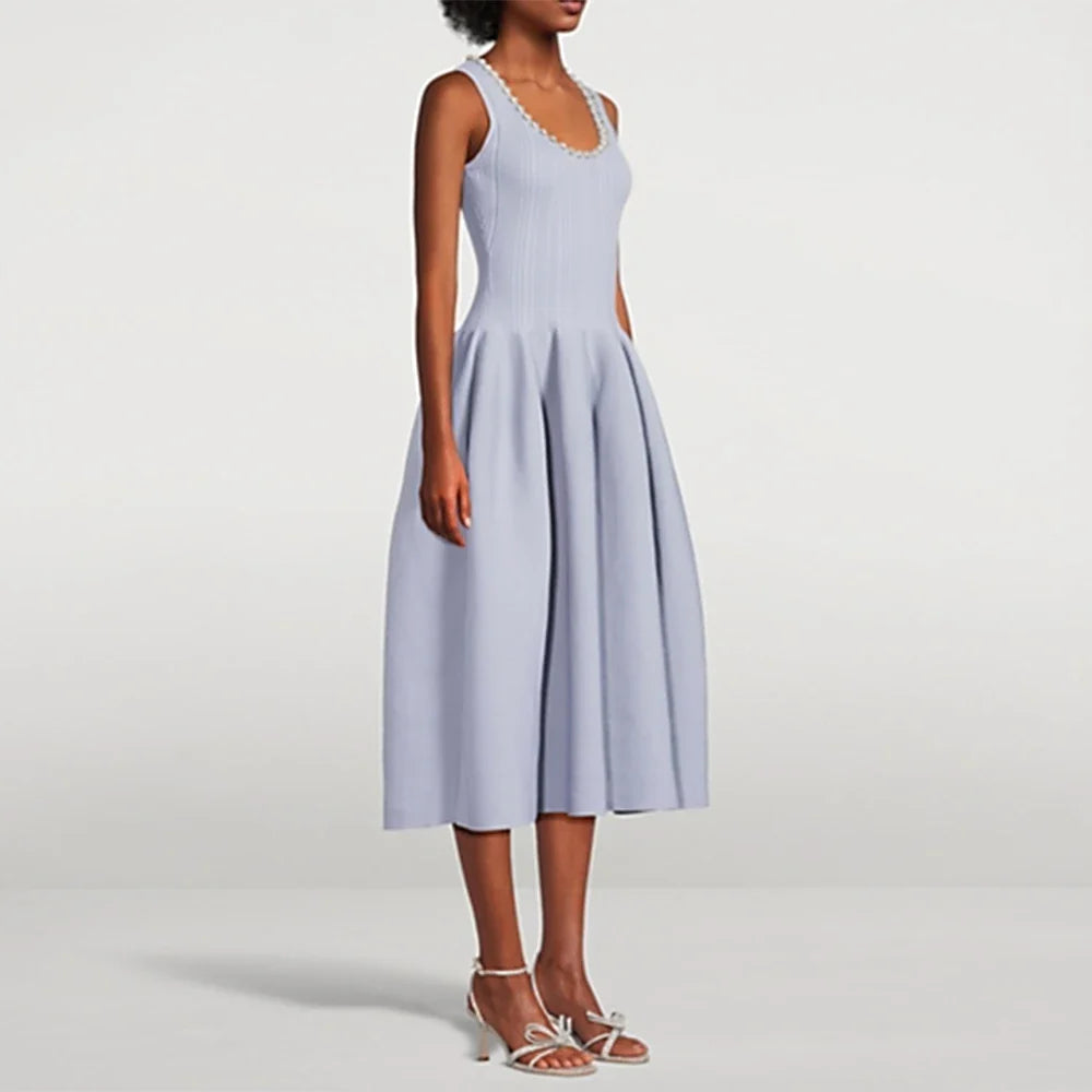 Casual Sleeveless A-Line Mid-Calf Dress | Purple