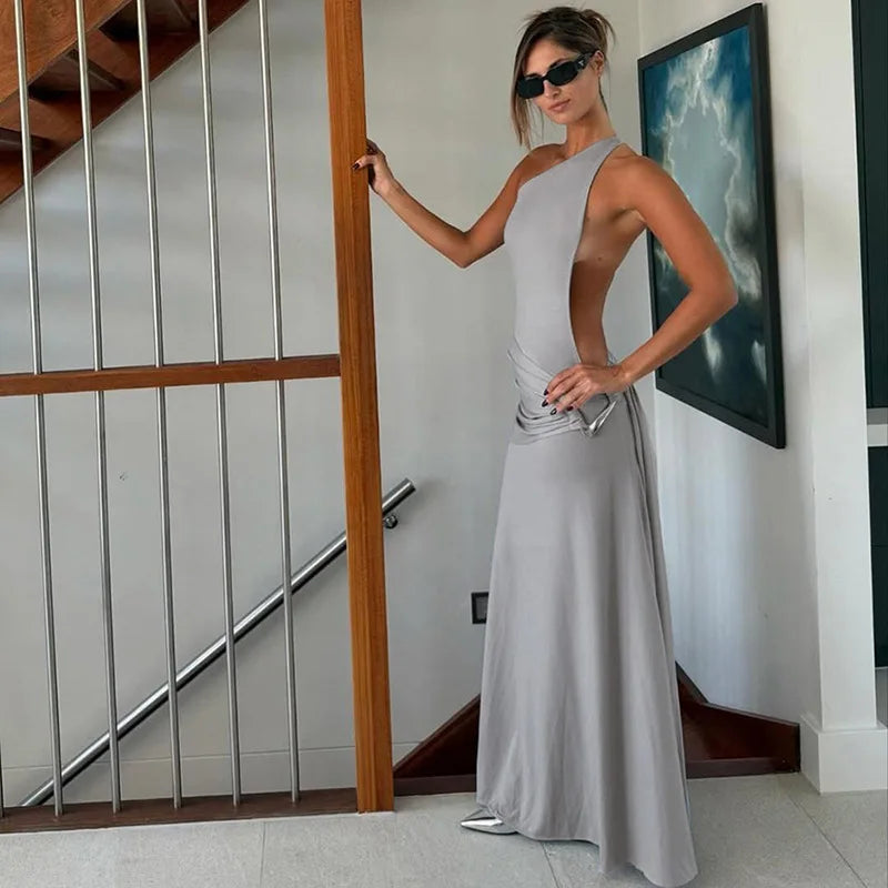 One-Shoulder Bandage Maxi Dress