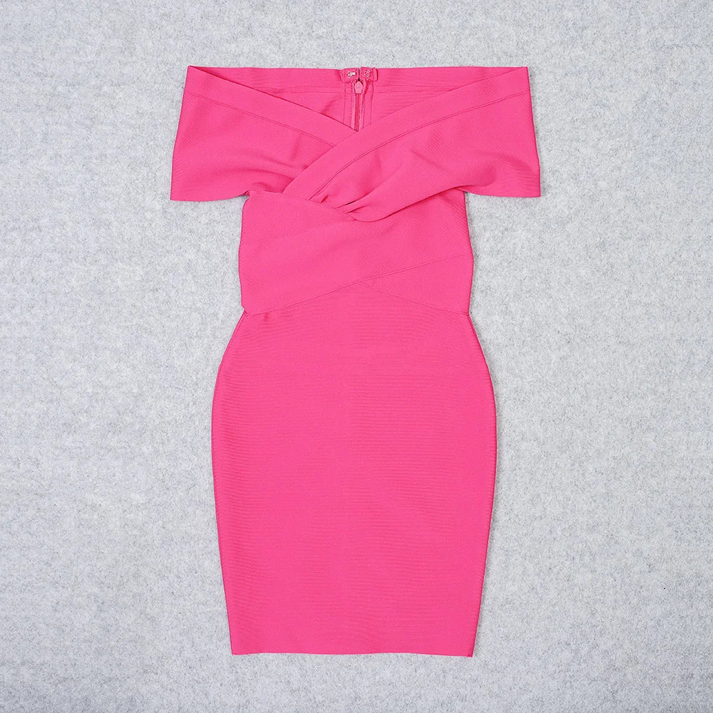 Mint Off Shoulder Bandage Dress | Sculpted Bardot Cocktail Mid