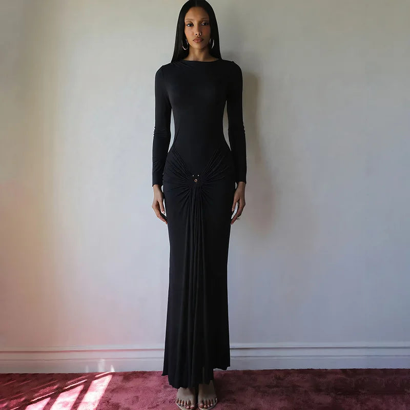 Light Blue Ruched Slit Dress | High Stretch Pencil Maxi