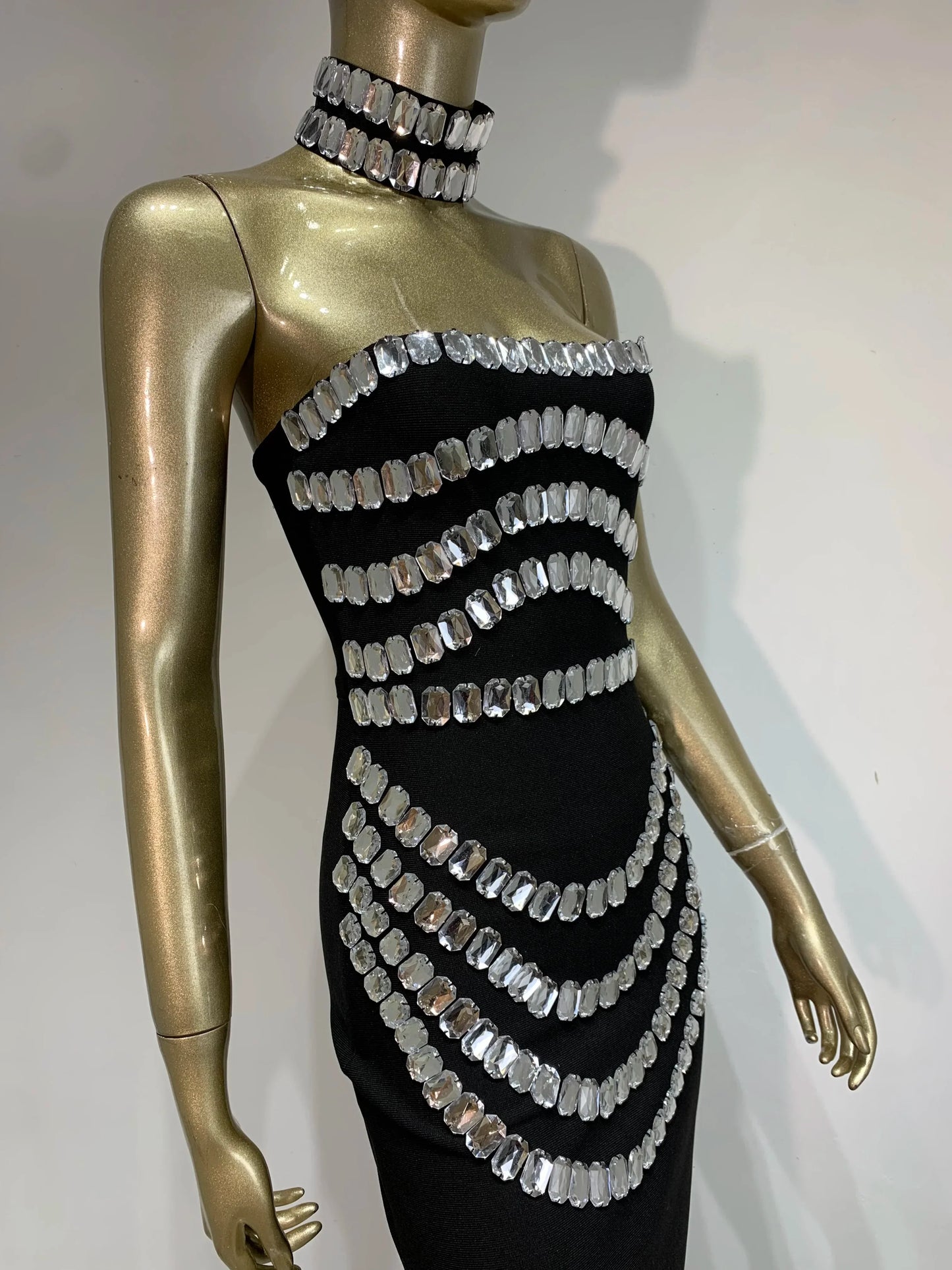 Black Strapless Beaded Maxi Dress – Elegant Gown