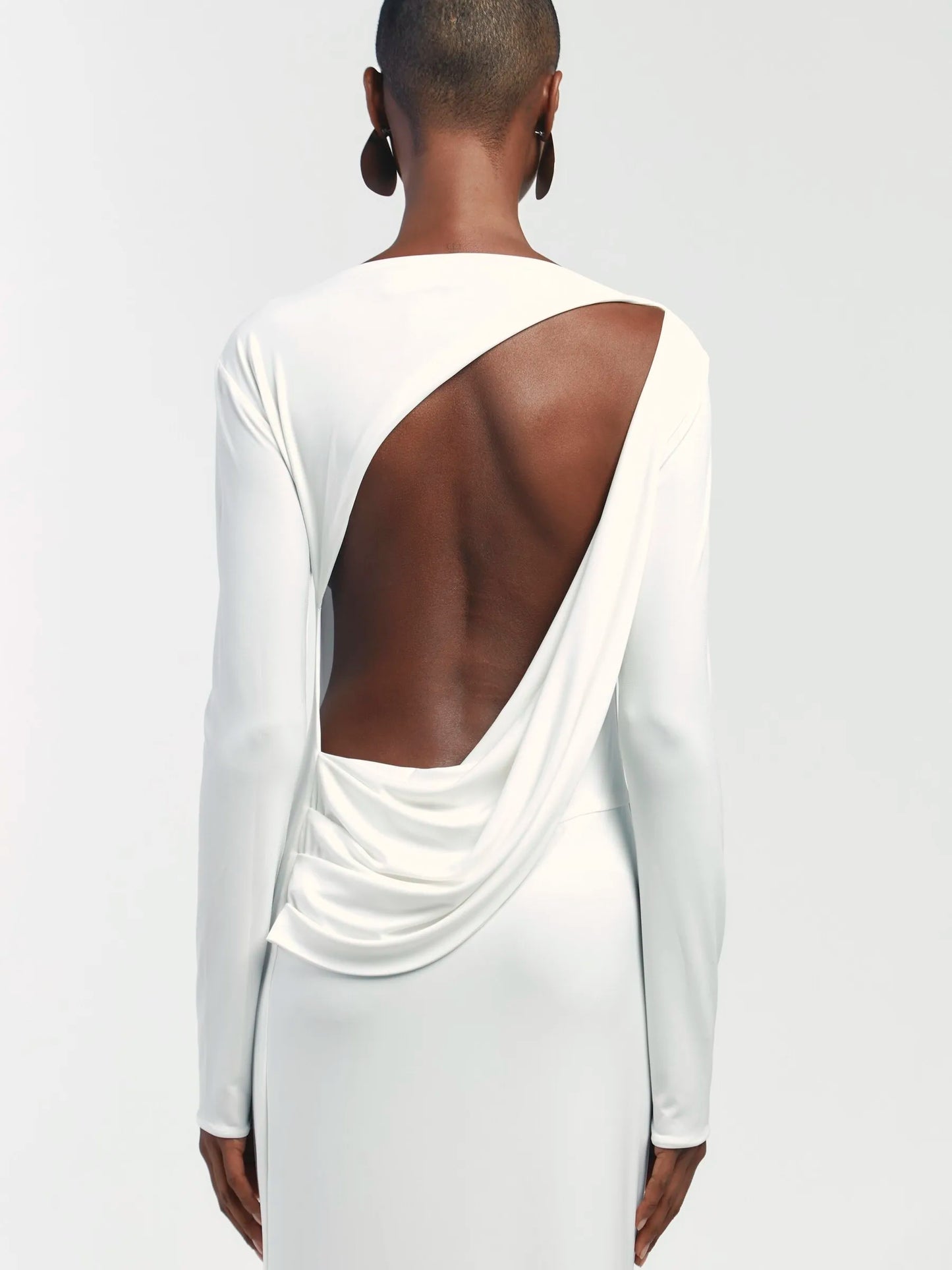 Long-Sleeve Backless Cut-Out Maxi Dress