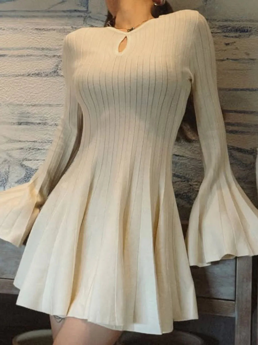 Butter Yellow Bell Sleeve Mini Dress | Chic Autumn Office Edit