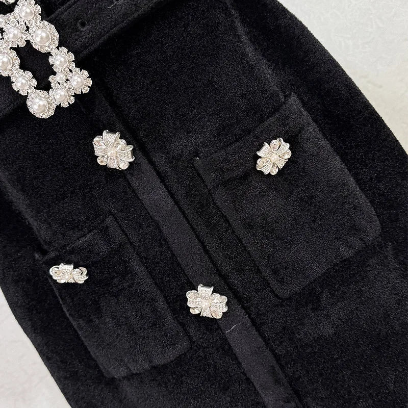 Embellished Short-Sleeve Knit Midi Dress