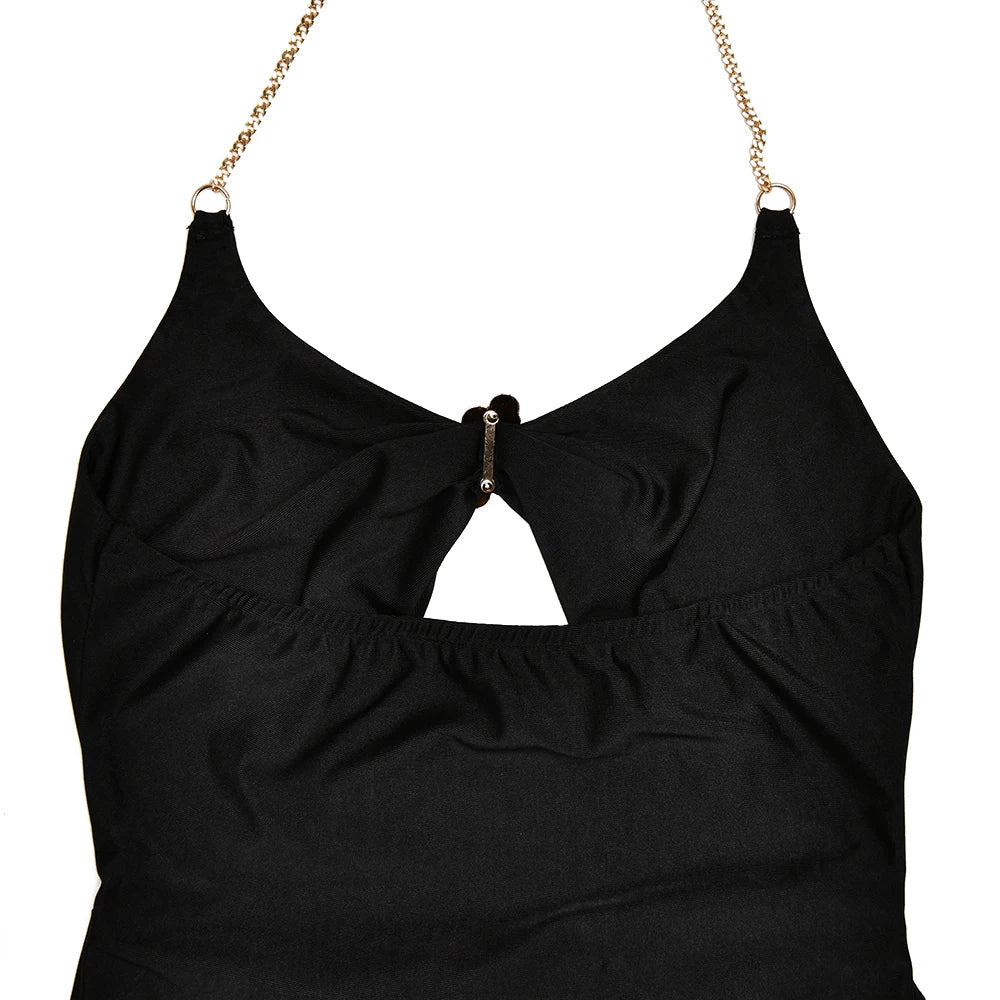 Halter Cut-Out Metal Detail Maxi Dress