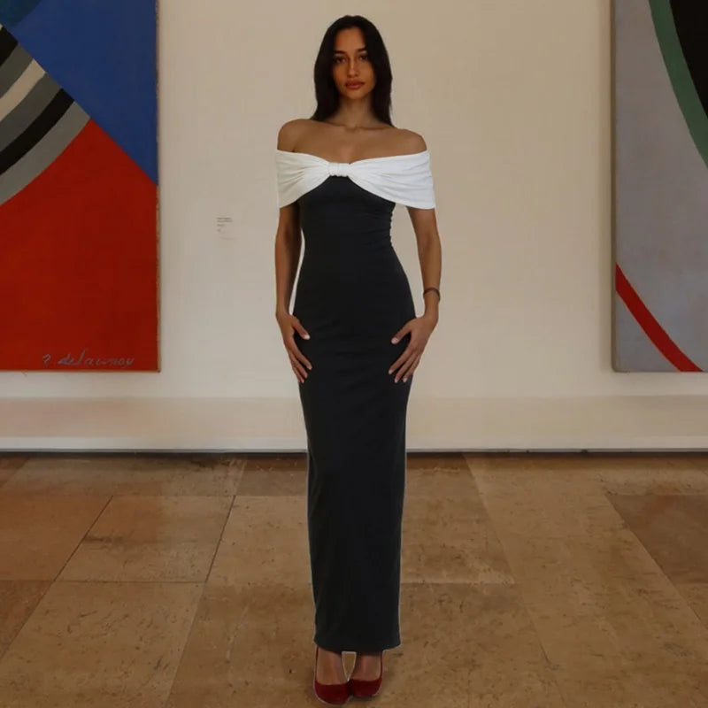 Black Off-shoulder Maxi Dress