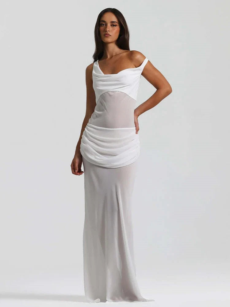 Mesh Corset Tie Up Long Dress