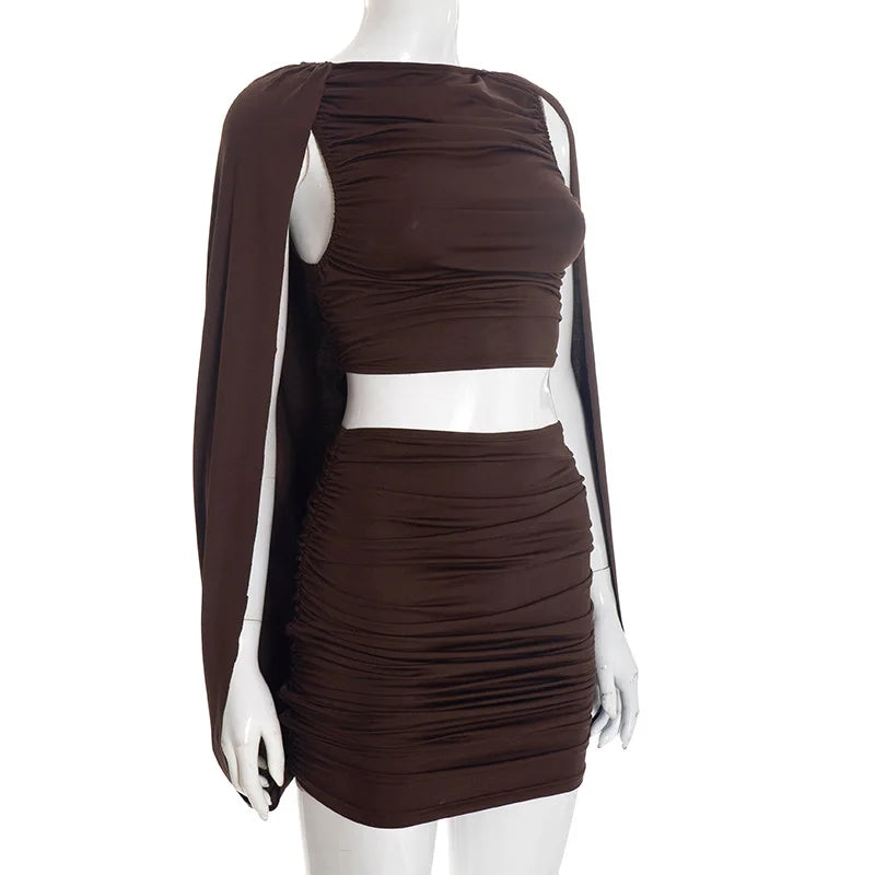 Cut-Out Ruched Shawl Mini Dress