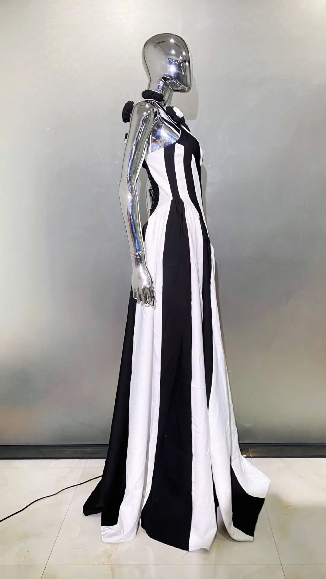 Black And White Stripe Long Dress