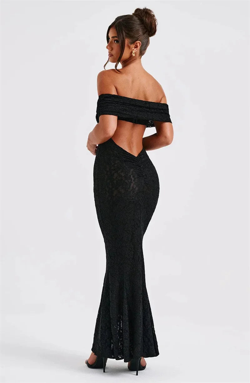 Hollow Out Strapless Maxi Dress