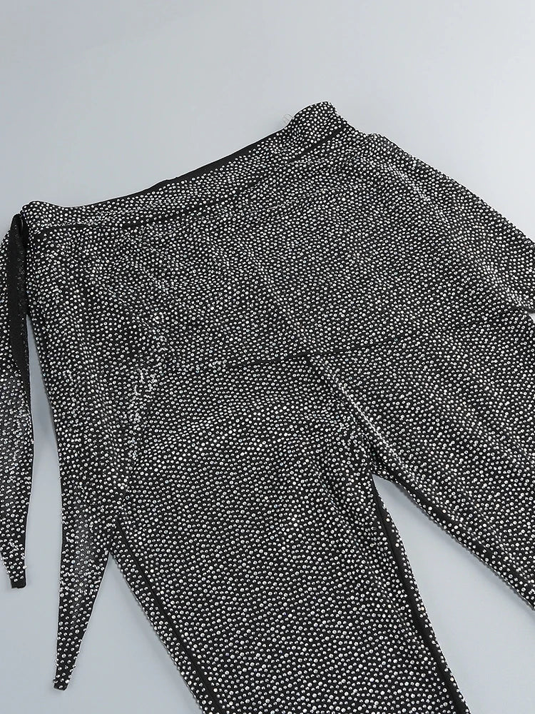 Black Cropped Jacket & Glitter Pant Set | Statement Club Co-ord