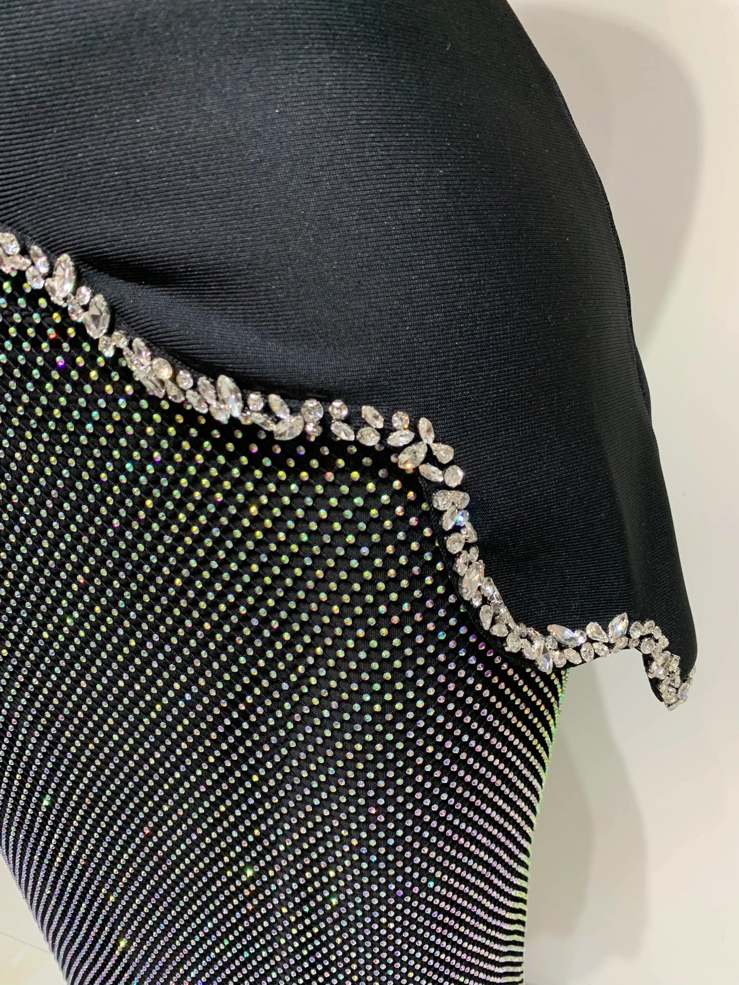 Black Rhinestone Corset Top & Sequin Skirt Set