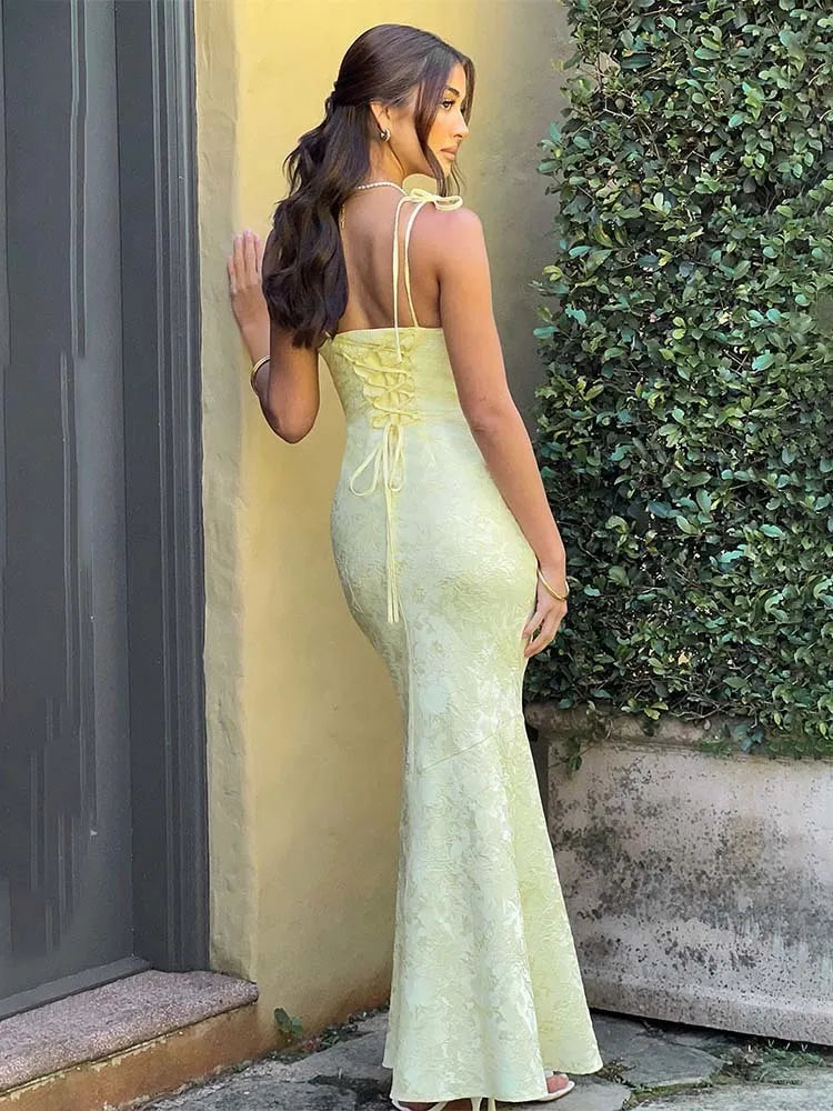 Fuchsia Pink Strappy Slip Dress | Elegant Ankle-Length Gown for Summer Events