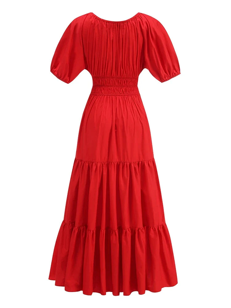 Lace-Up Puff Sleeve Dress | The Valentina Dress