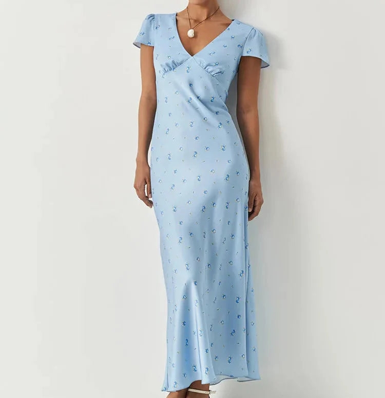 Floral Printed Satin Dress | The Amelia Dress