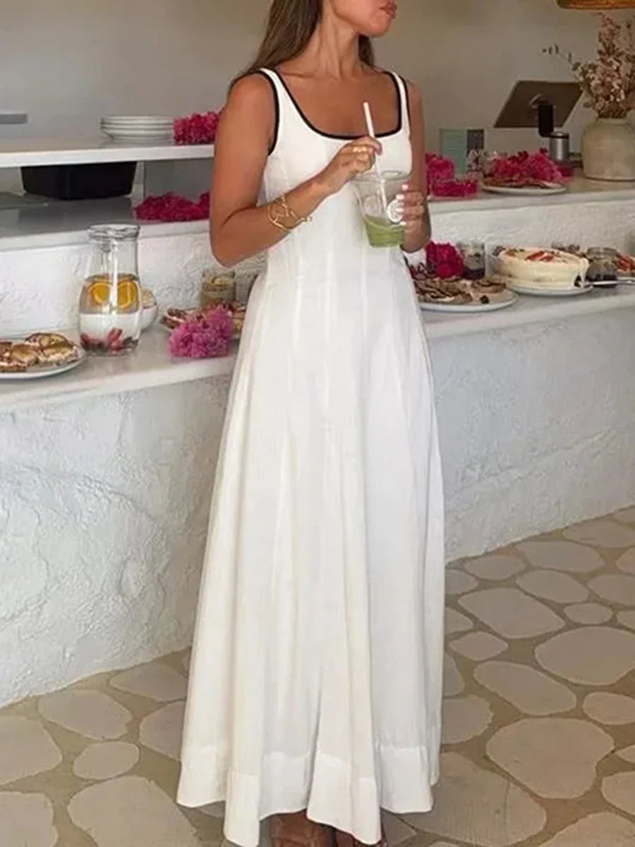 White Minimalist Maxi Dress | Effortless Summer Outfit