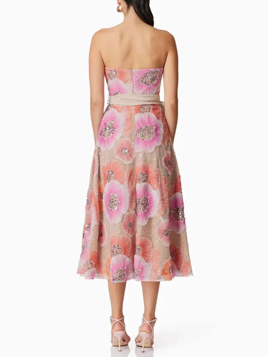 Vintage Strapless A-Line Knee-Length Dress | Orangepink