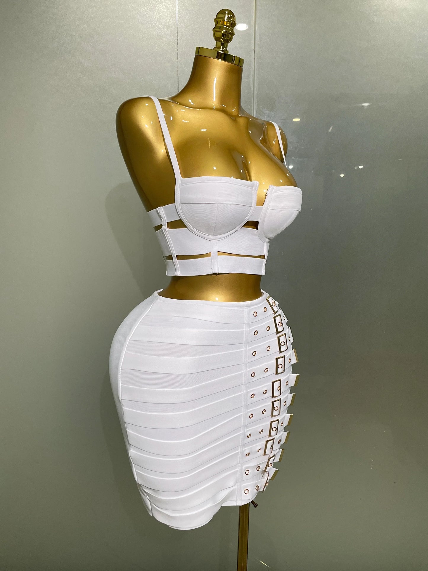 Black & White Strapless Bandage Top & Pencil Skirt Set