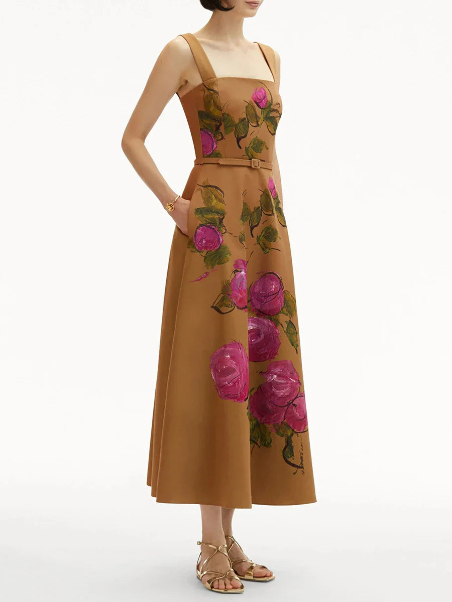 Elegant Square Collar Sleeveless A-Line Mini Dress with Zipper Detail