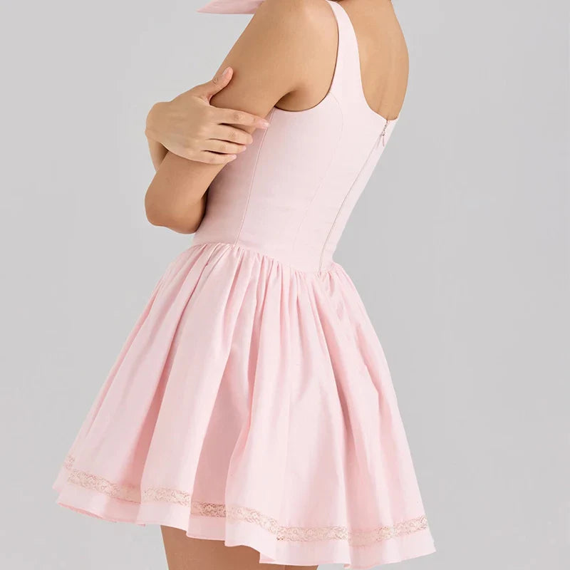 Pink 3D Bow Tank Mini Dress