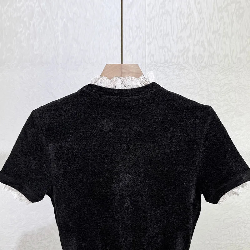 Embellished Short-Sleeve Knit Midi Dress