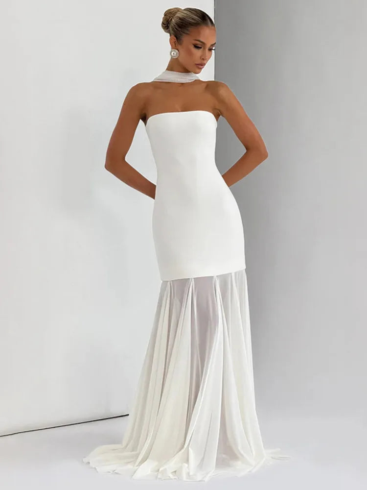 Strapless Chiffon Maxi Dress with Shawl