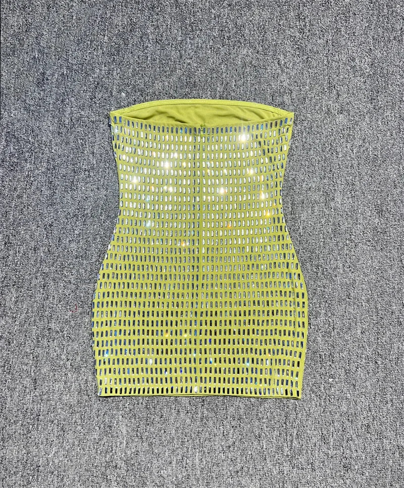 Lime Green Sequin Mini Dress | Spaghetti Strap Night-Out Edit