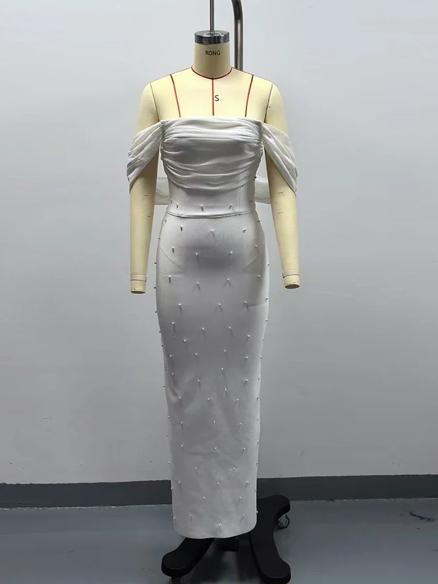 Strapless Mesh Patchwork Dress | Beaded Vintage Elegance