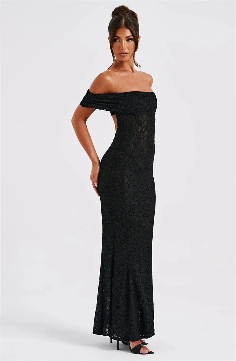 Hollow Out Strapless Maxi Dress