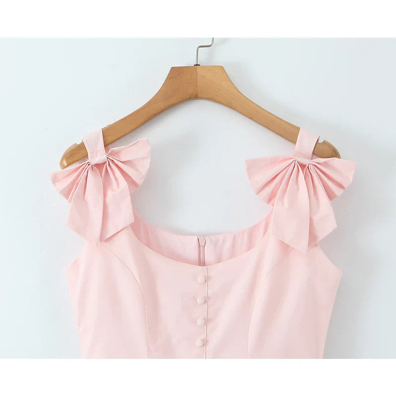 Pink 3D Bow Tank Mini Dress