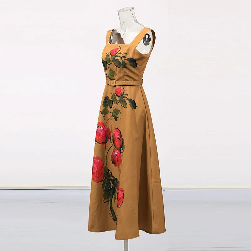 Elegant Square Collar Sleeveless A-Line Mini Dress with Zipper Detail