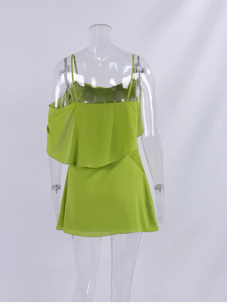 Chiffon Strap Drape Mini Dress