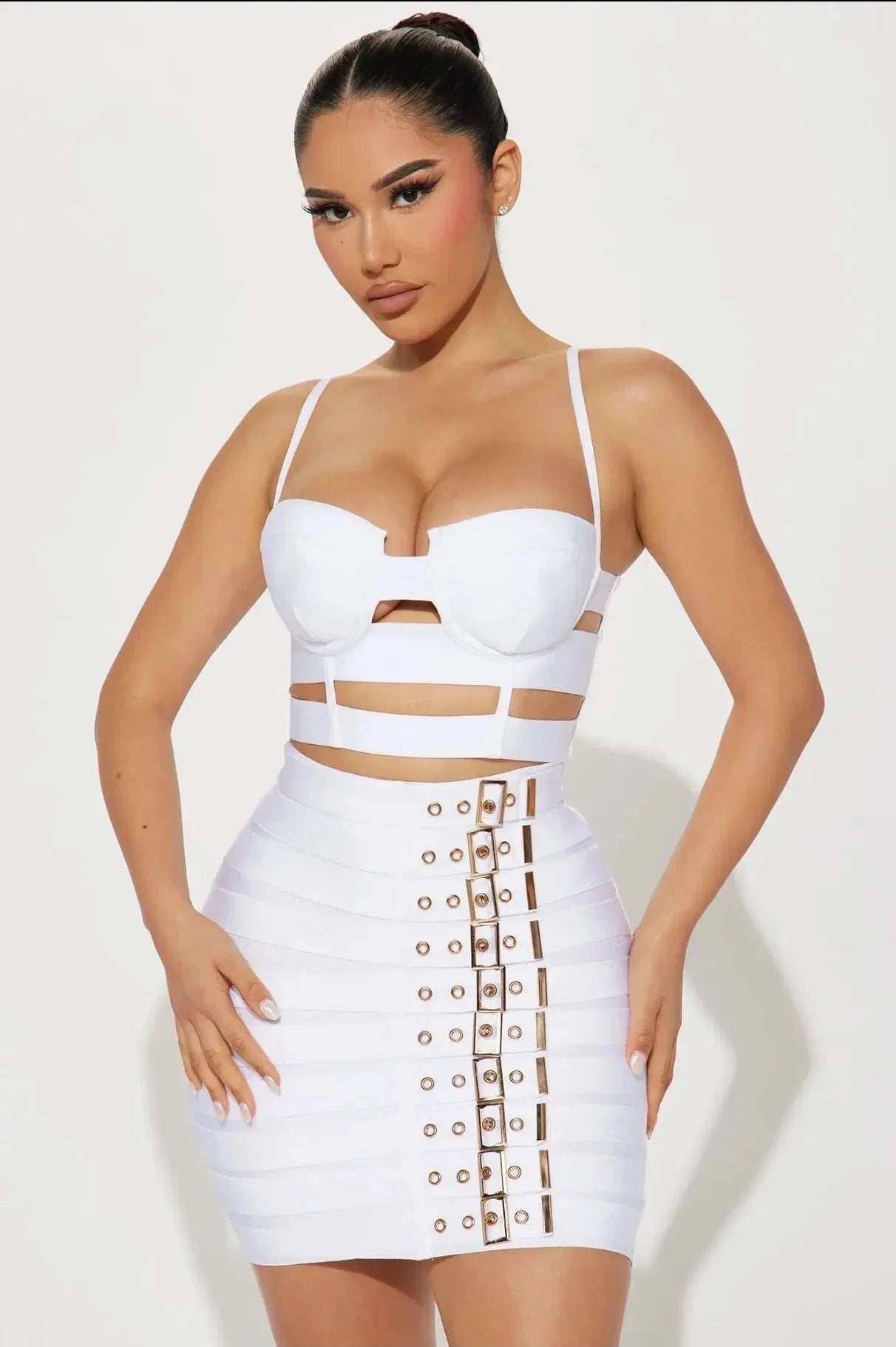 Black & White Strapless Bandage Top & Pencil Skirt Set
