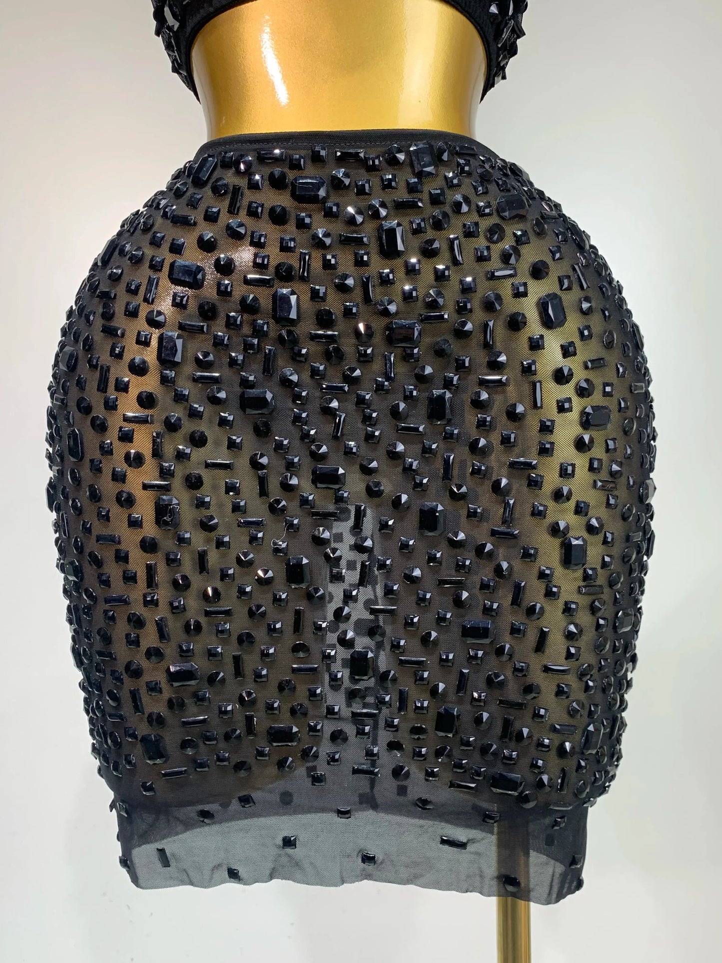 Sleeveless Turtleneck Mini Dress | Black, Gold