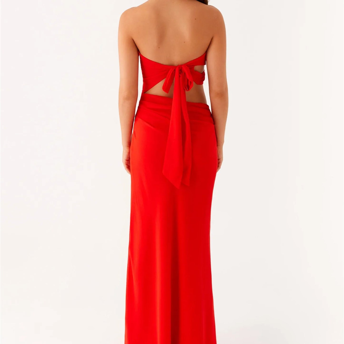 Y2K Strapless Maxi Dress | Backless Bodycon Gown
