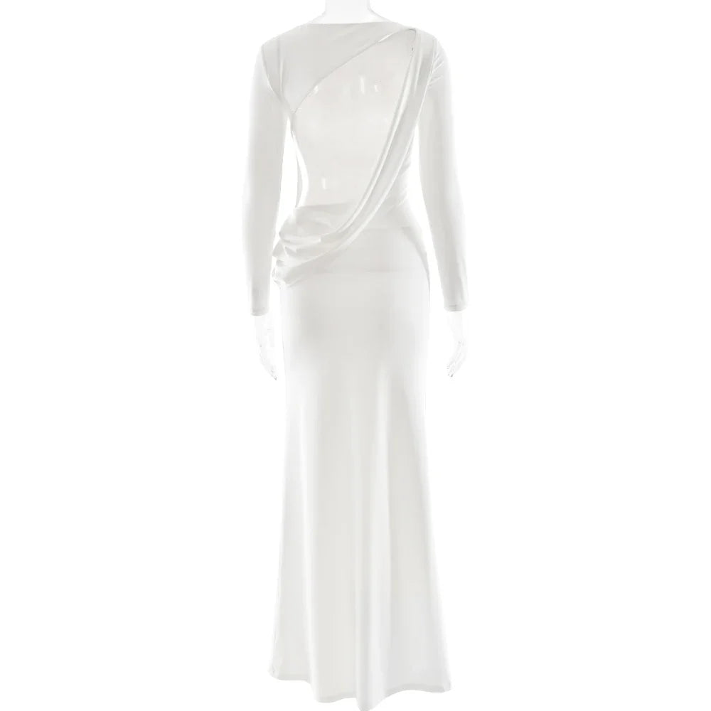 Long-Sleeve Backless Cut-Out Maxi Dress