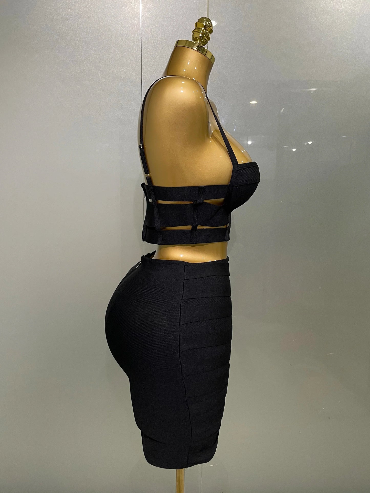 Black & White Strapless Bandage Top & Pencil Skirt Set