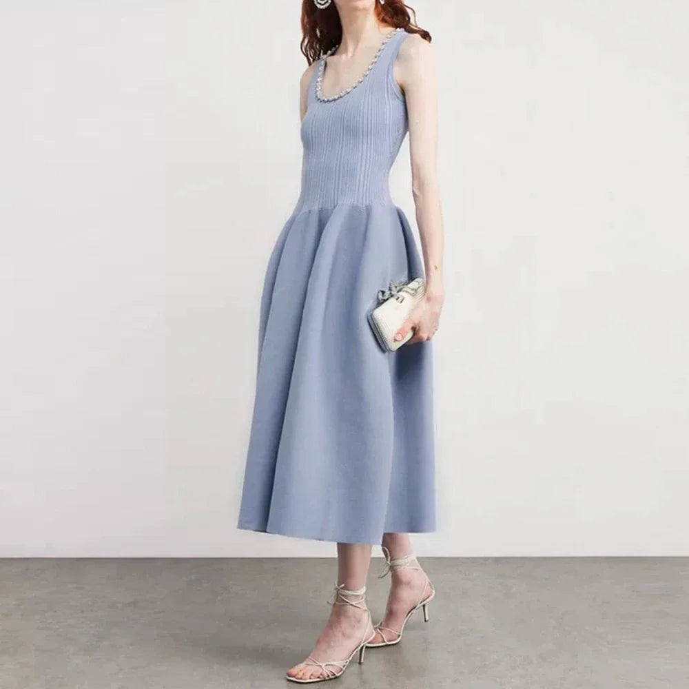 Casual Sleeveless A-Line Mid-Calf Dress | Purple