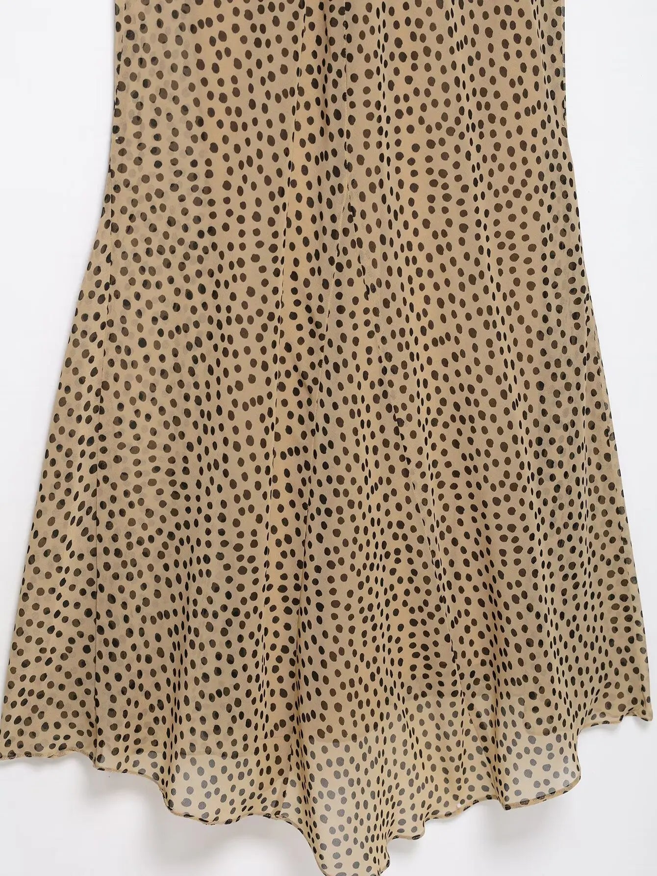 Dotted V-Neck Spaghetti Strap Stretch Maxi Dress