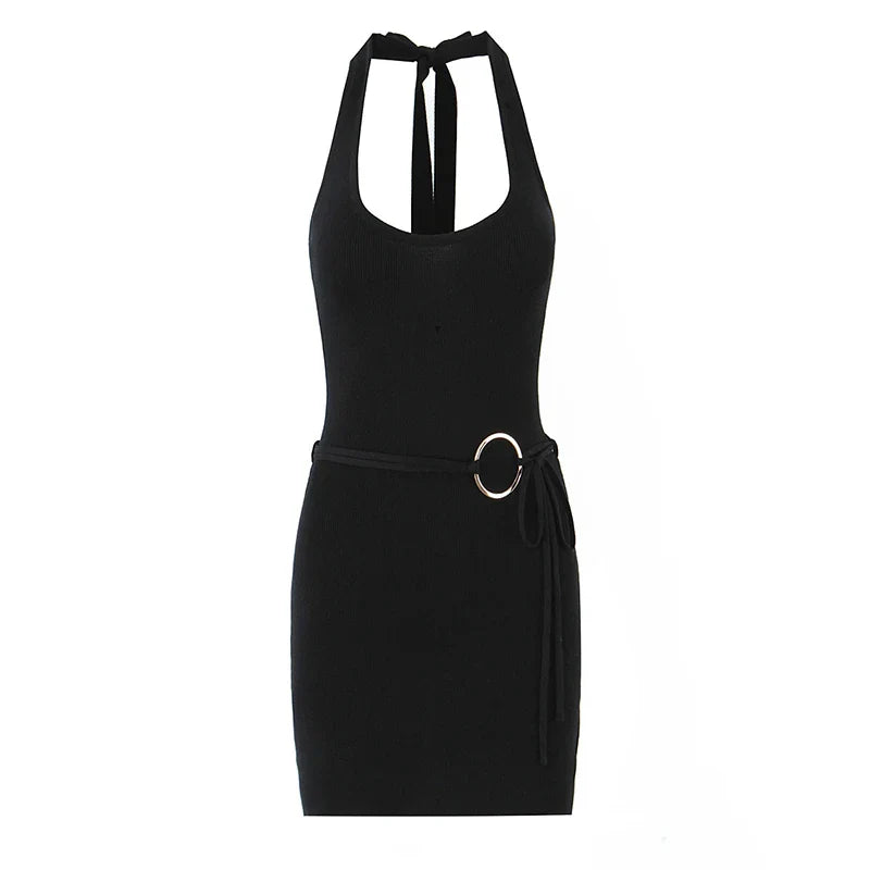 Sleek Halter Neck Mini Dress for Club Nights