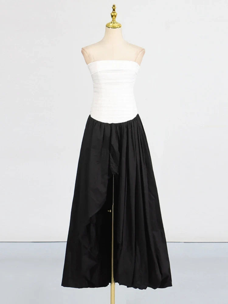 Printed Strapless Bubble Maxi Dress