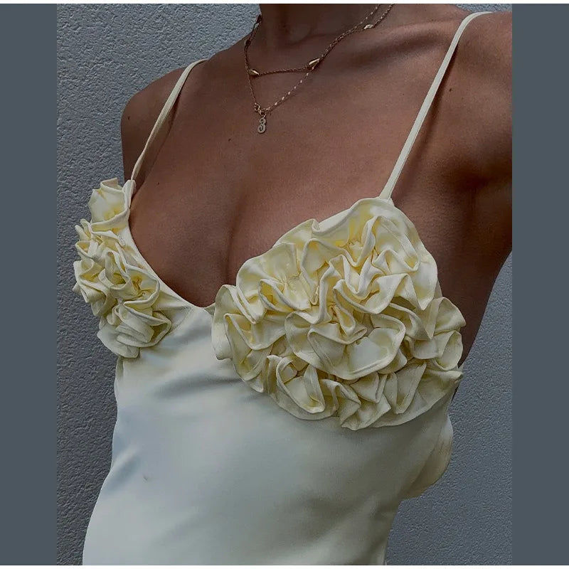 3D Flower Halter Dress