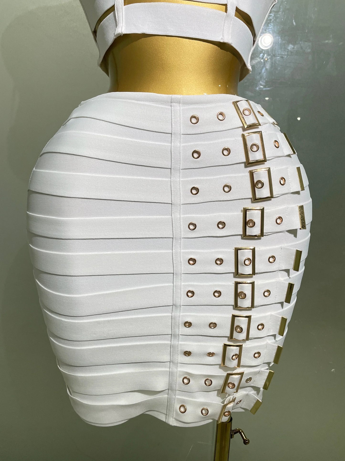 Black & White Strapless Bandage Top & Pencil Skirt Set