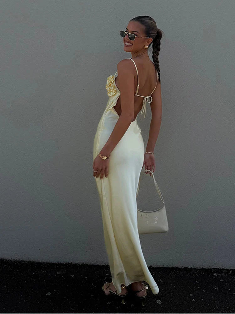 3D Flower Halter Dress