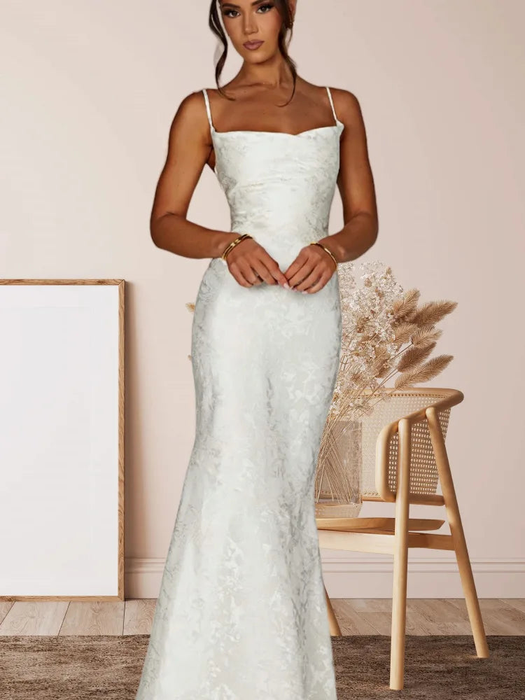 Fuchsia Pink Strappy Slip Dress | Elegant Ankle-Length Gown for Summer Events