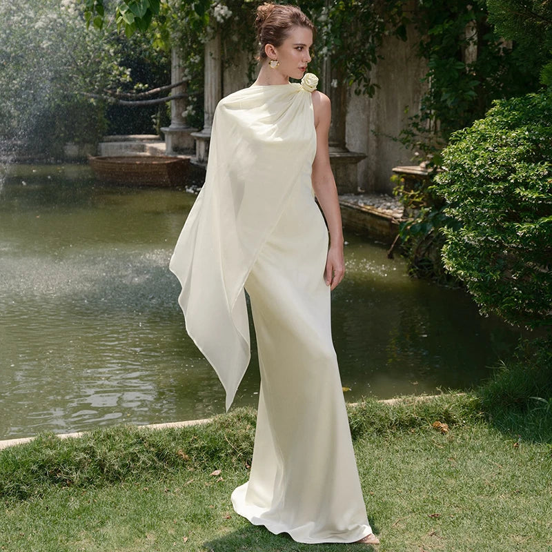 Satin Backless Spaghetti Strap Sling Dress